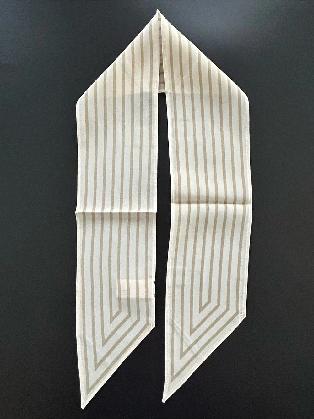 TOTEME Silk Scarf Ivory Beige Striped Neck Hair Bag Wrap Luxury Designer